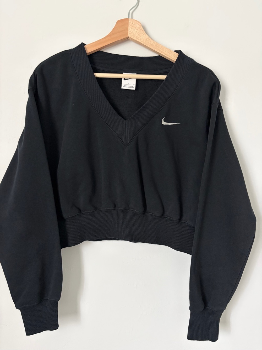Nike Black V-Neck Cropped Sweatshirt